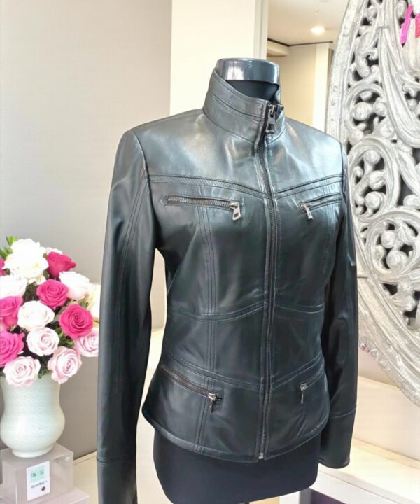 Късо дамско кожено яке естествена кожа вталено | Kimy Style