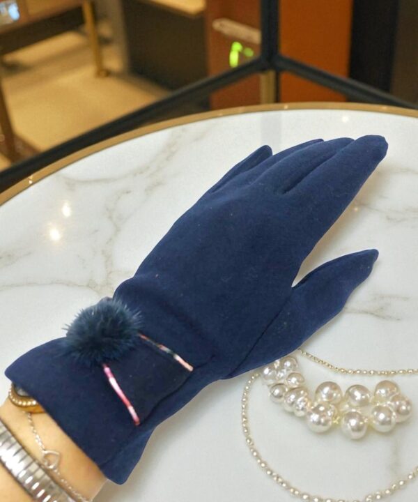 Елегантни топли сини дамски ръкавици 5