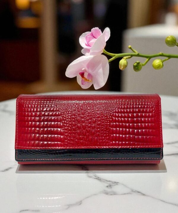 Дамско портмоне естествена кожа червено | KIMY Style