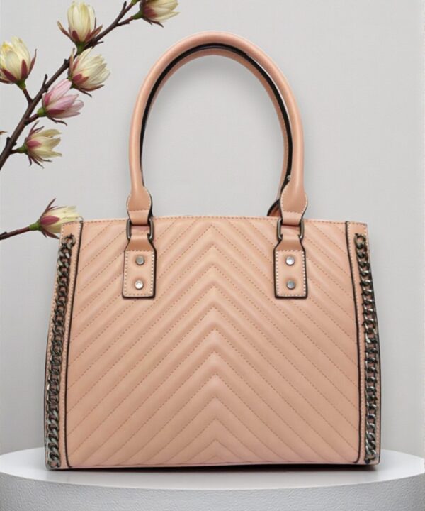 Бежова дамска чанта с изчистен дизайн, KIMY