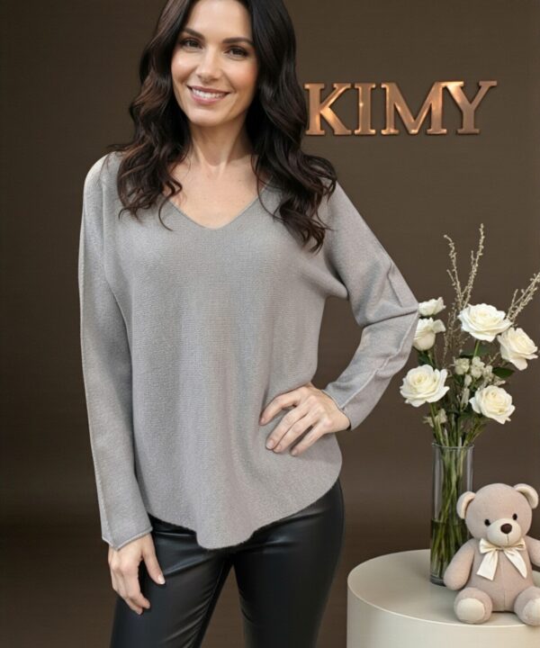 Дамска блуза с V-образно деколте – универсален размер | Soft Touch Knit | KIMY